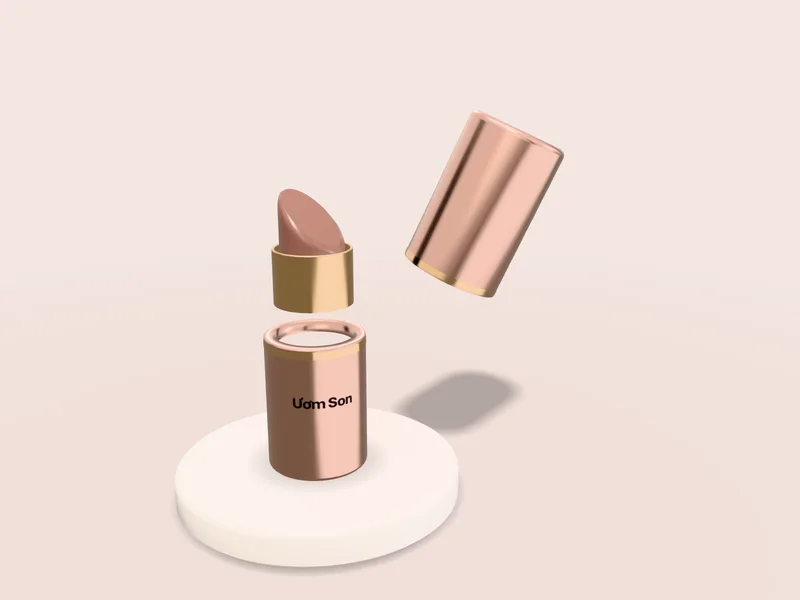 Cùng thỏi son đó với lõi 04 Nude Sữa màu hồng be, nắp nhôm nhấc sang bên, trên bệ tròn trắng sữa
